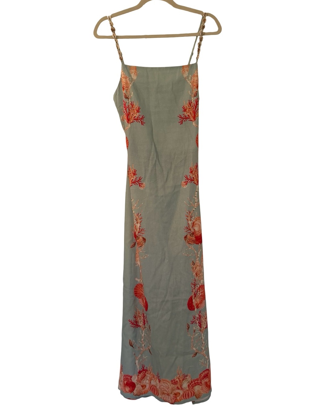 Caroline Constas Coral Shell Print Linen Maxi Dress NWT - Picture 2 of 10